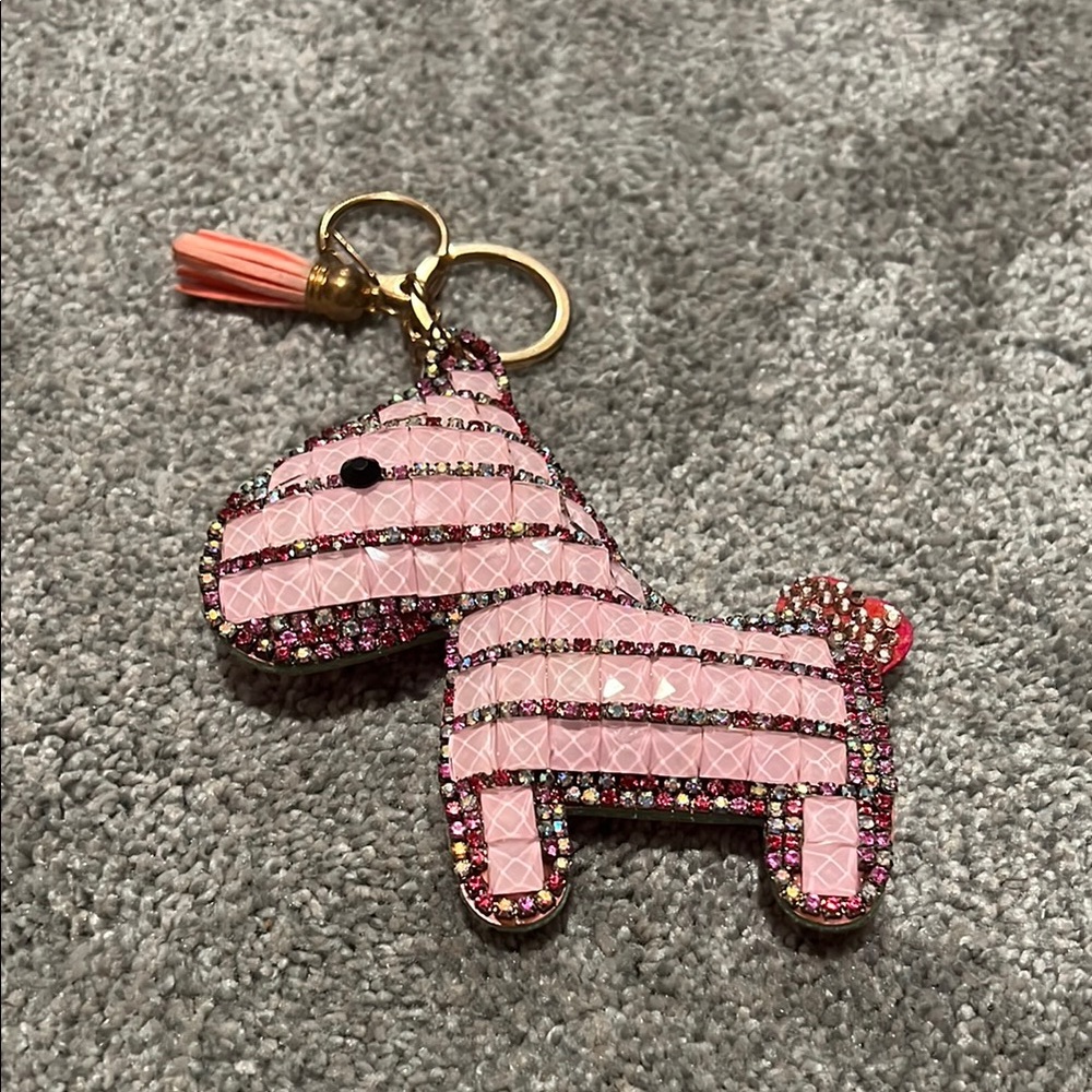 Pink Rhinestone Horse Bag Charm - Picture 2 of 3